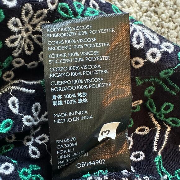 Maeve Anthropologie navy green & white embroidered v-neck tank top size S NWT - Picture 10 of 13